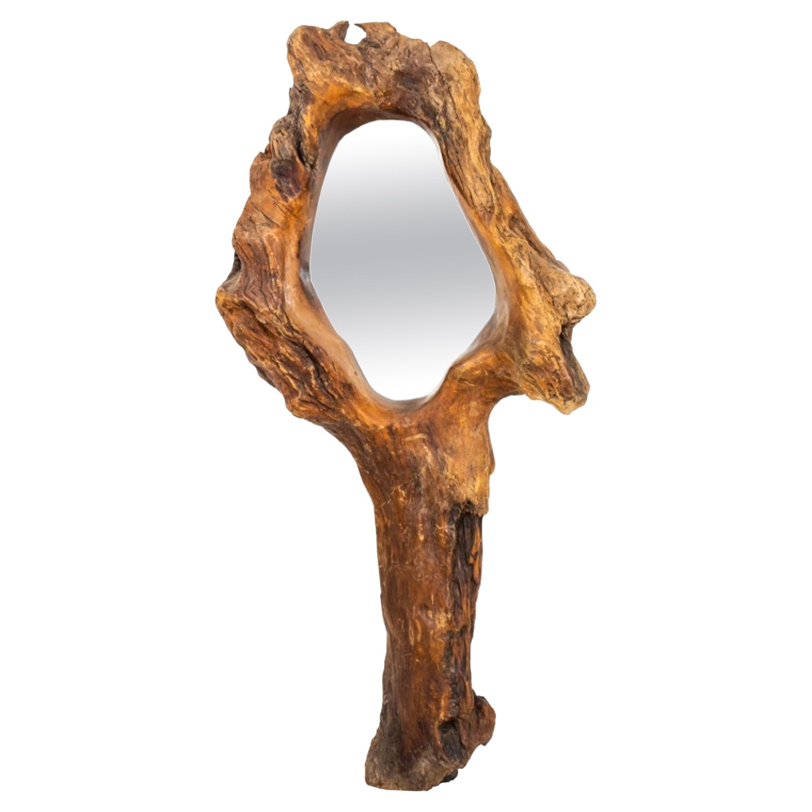 Monumental Mid-Century Rustic Driftwood Mirror For Sale