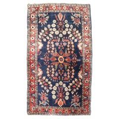 Antiker marineblauer persischer Sarouk-Teppich
