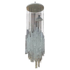 Oversize Vintage Clear Murano Glass Elements Chandelier from 1970s By Mazzega