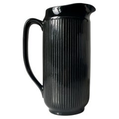 Shiny Black Rorstrand Vintage Pitcher Vase, 1960s