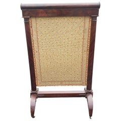 Antique 19th Century American Empire Mahogany and Needlepoint Fire Screen on Wheels