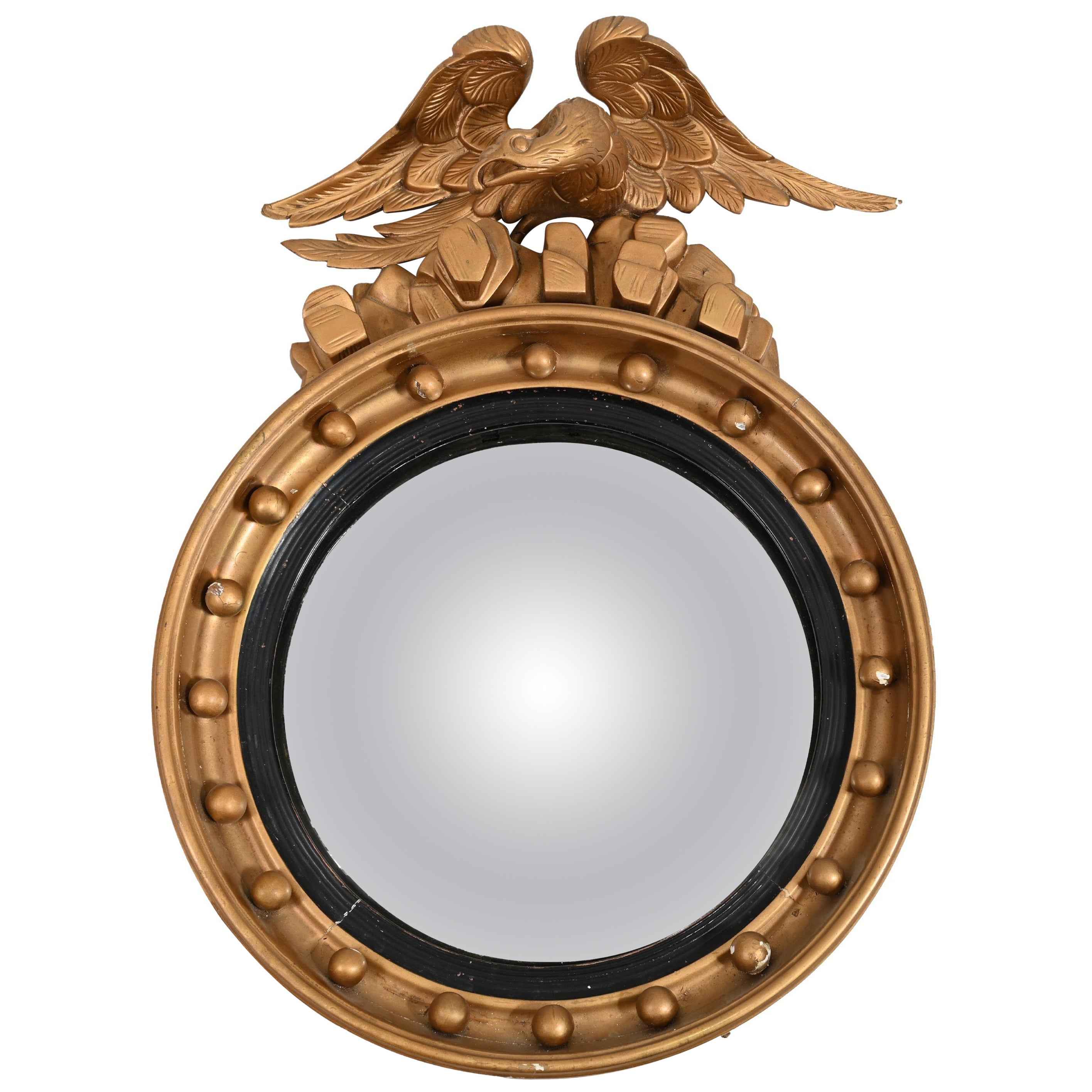 Regency Gilt Convex Mirror Eagle en vente