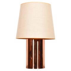 Midcentury Copper Cylinder Double-Socketed Table Lamp by Kovacs