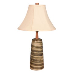 Vintage Martz Striped Earth-Toned Petite Table Lamp