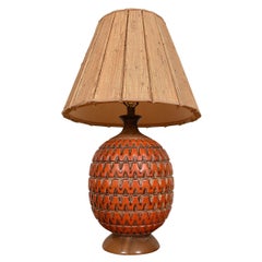 Vintage Oversized Decorator Lamp in Burnt Orange with Great Texture & Presence
