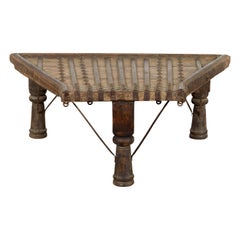 Antique 19th Century Indian Bullock Cart Made into a Coffee Table with Iron Details