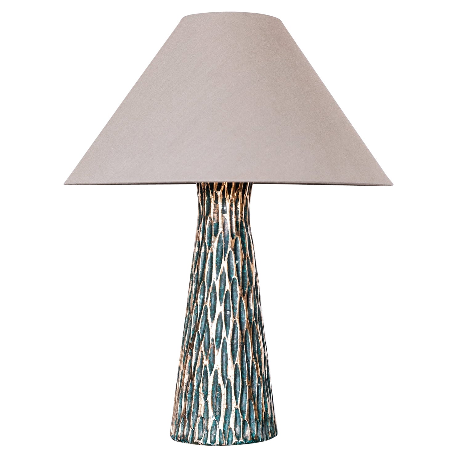 Mid-century Golden Glazed Ceramic Table Lamp from Bitossi, Italy For Sale