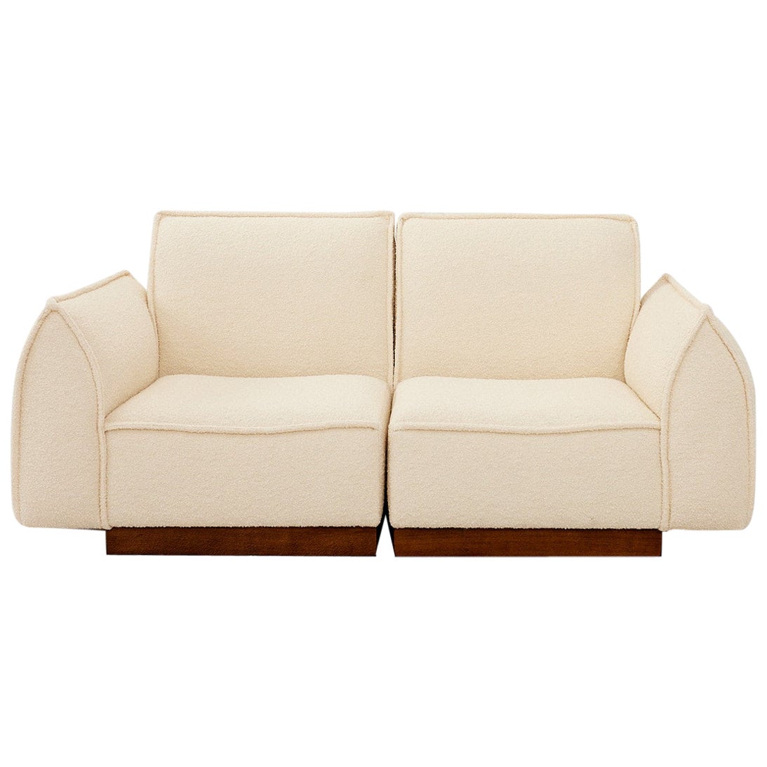 Nieri Espace Leather Sofa White Round Sofa TwoSeater Couch at 1stDibs