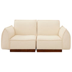Michel Mortier Style Two-Seater White Couch 