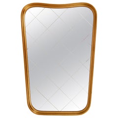 Vintage Large Mid-Century Golden Wall Mirror with Faceted Check Pattern, Austria, 1950s