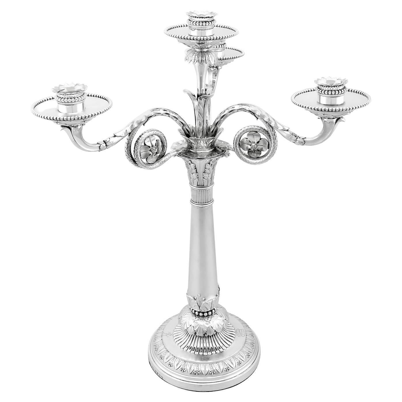 Antico candelabro a quattro luci in argento sterling in vendita