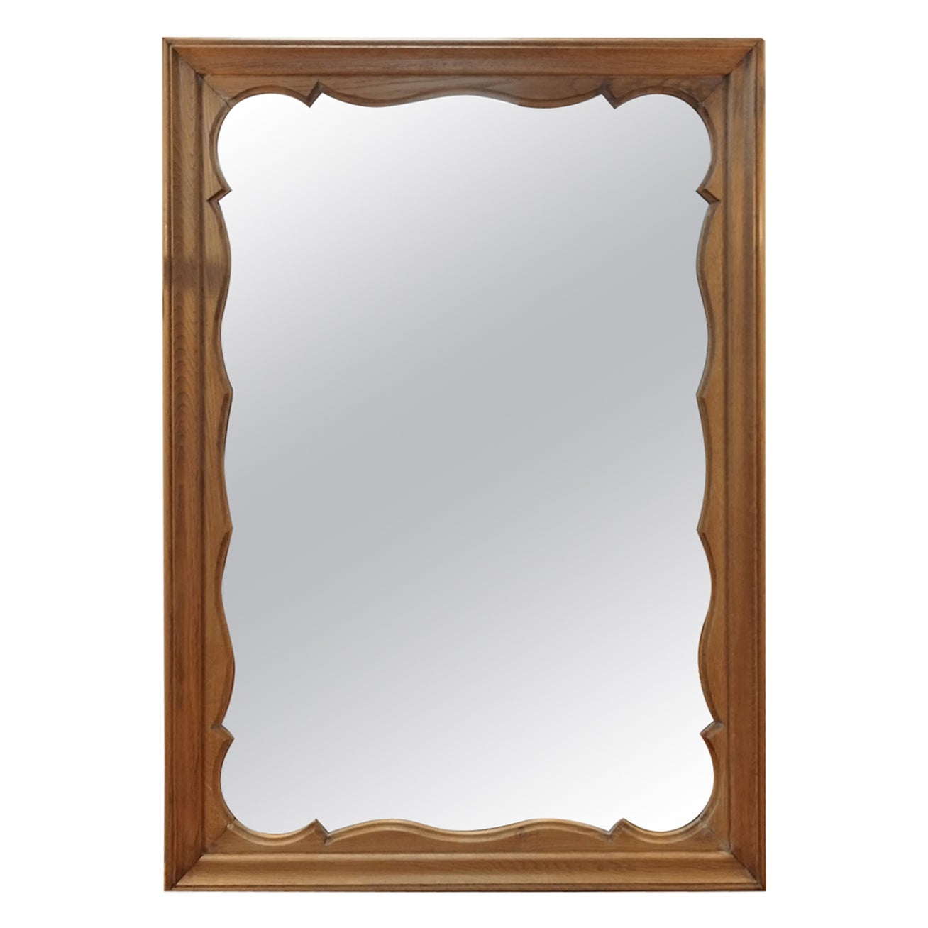 1950s Solid Blond Oak Mirror For Sale
