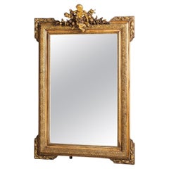 Antique 19th Century French Grand Gilt Wood Crystal Mirror from Napoleon III Period