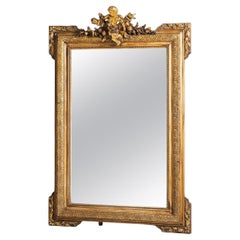 Miroir en cristal de bois doré d'époque Napoléon III, 19e siècle, France