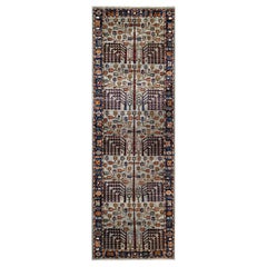 Serapi, One-of-a-Kind Hand Knotted Runner Rug, Light Blue