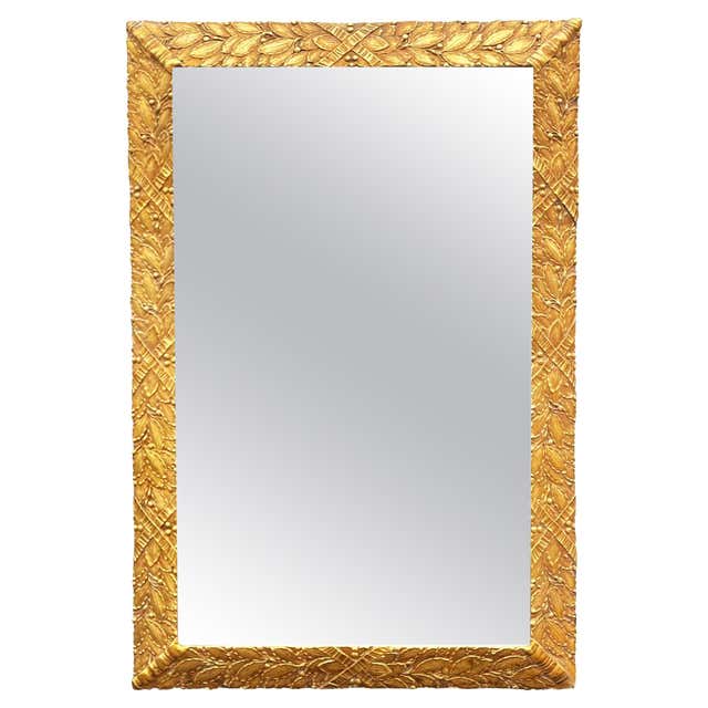 Hollywood Regency Gilded Rectangular Mirror with Undulating Ruffled ...