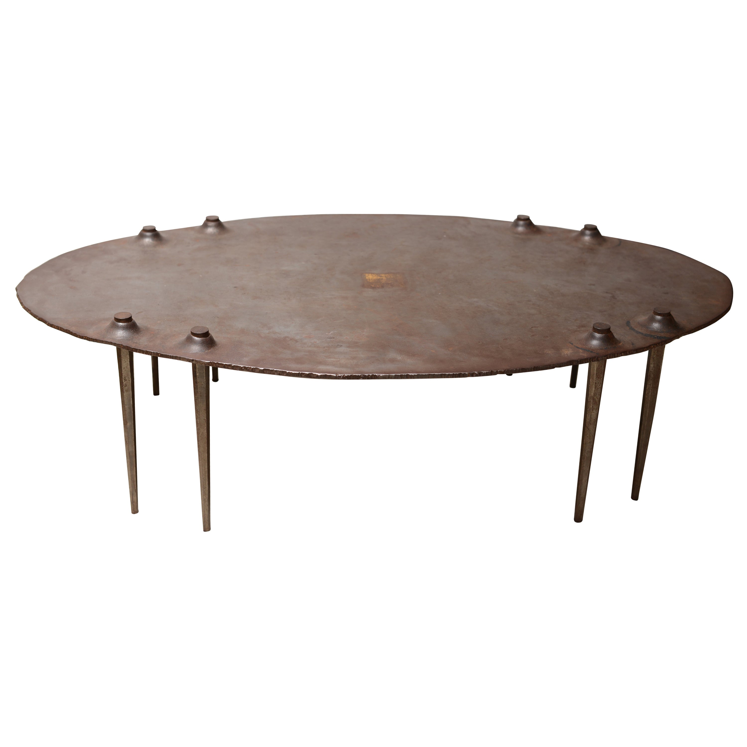 Idir Mecibah, Brutalist Coffee Table in Massive Steel, Handcrafted in Belgium 97 For Sale
