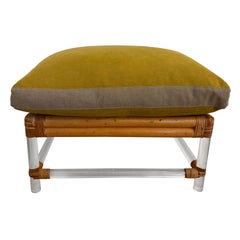 Bamboo and Lucite Ottoman Made by Four Seasons for McGuire