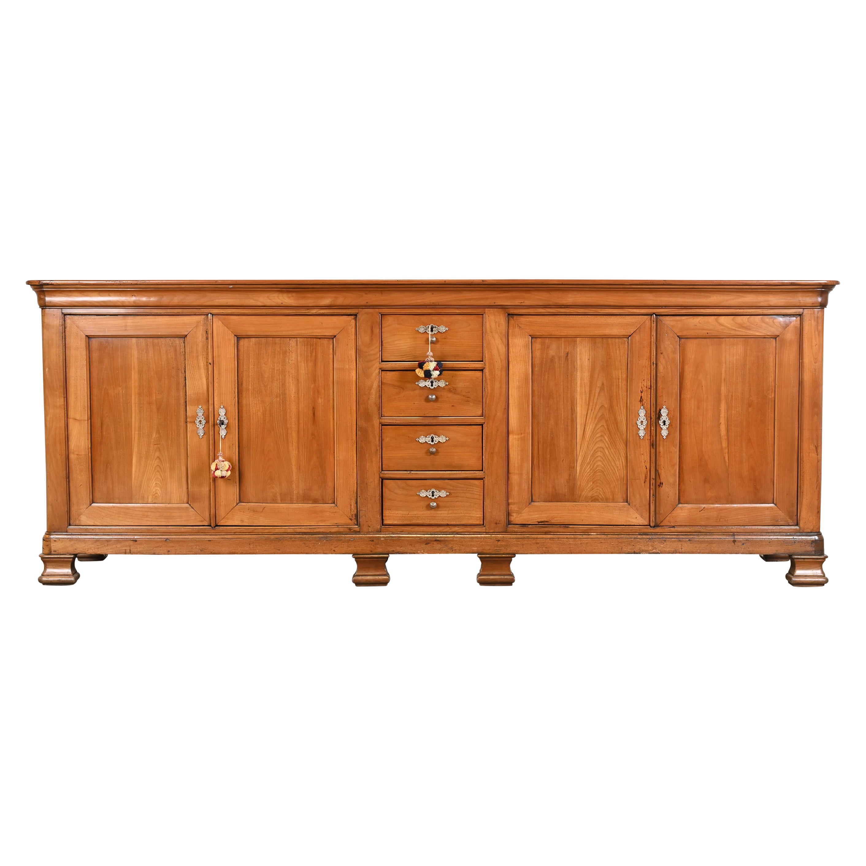 Antique Monumental French Provincial Walnut Sideboard or Bar Cabinet