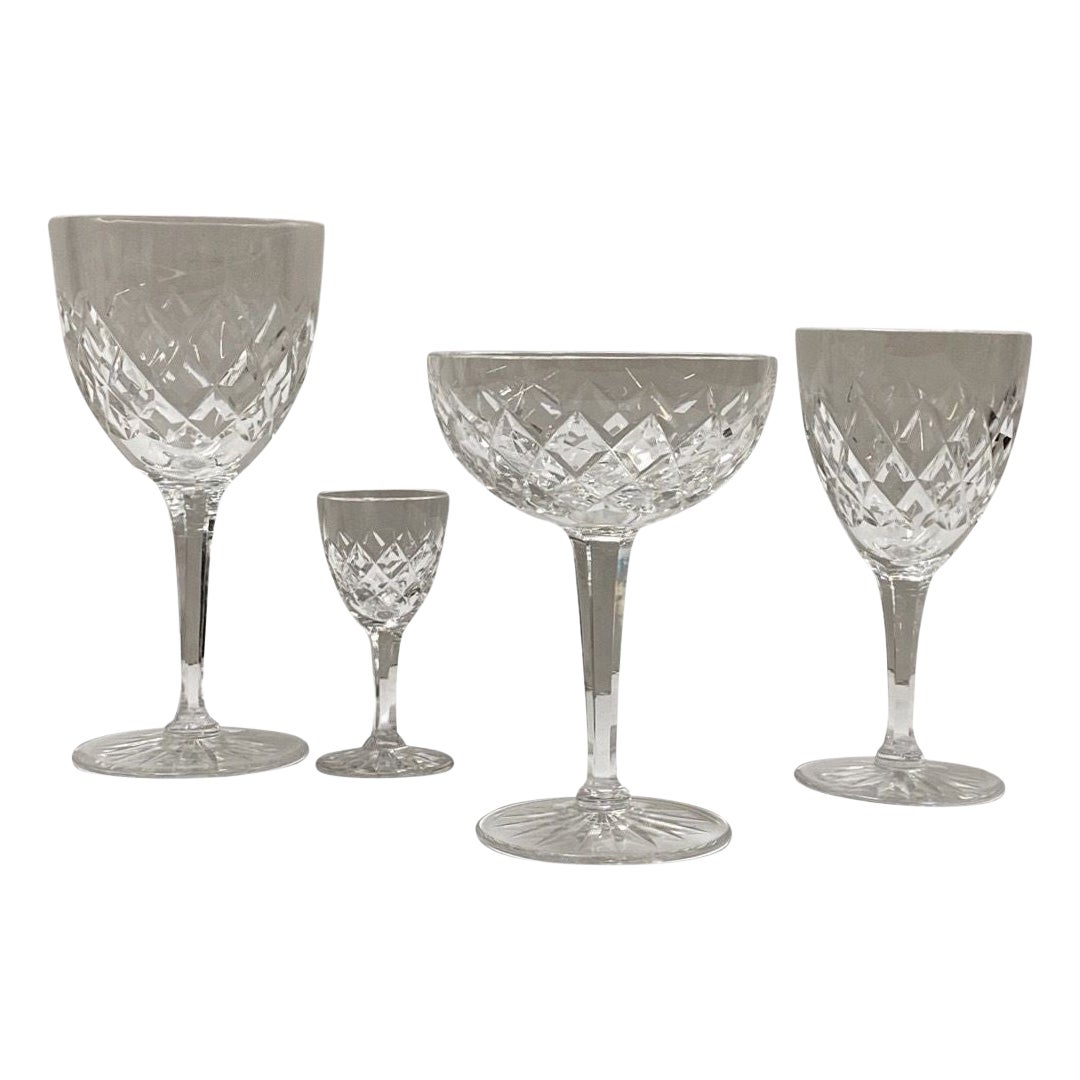 Set of 40 Pieces Crystal Waterford Goblets For Sale