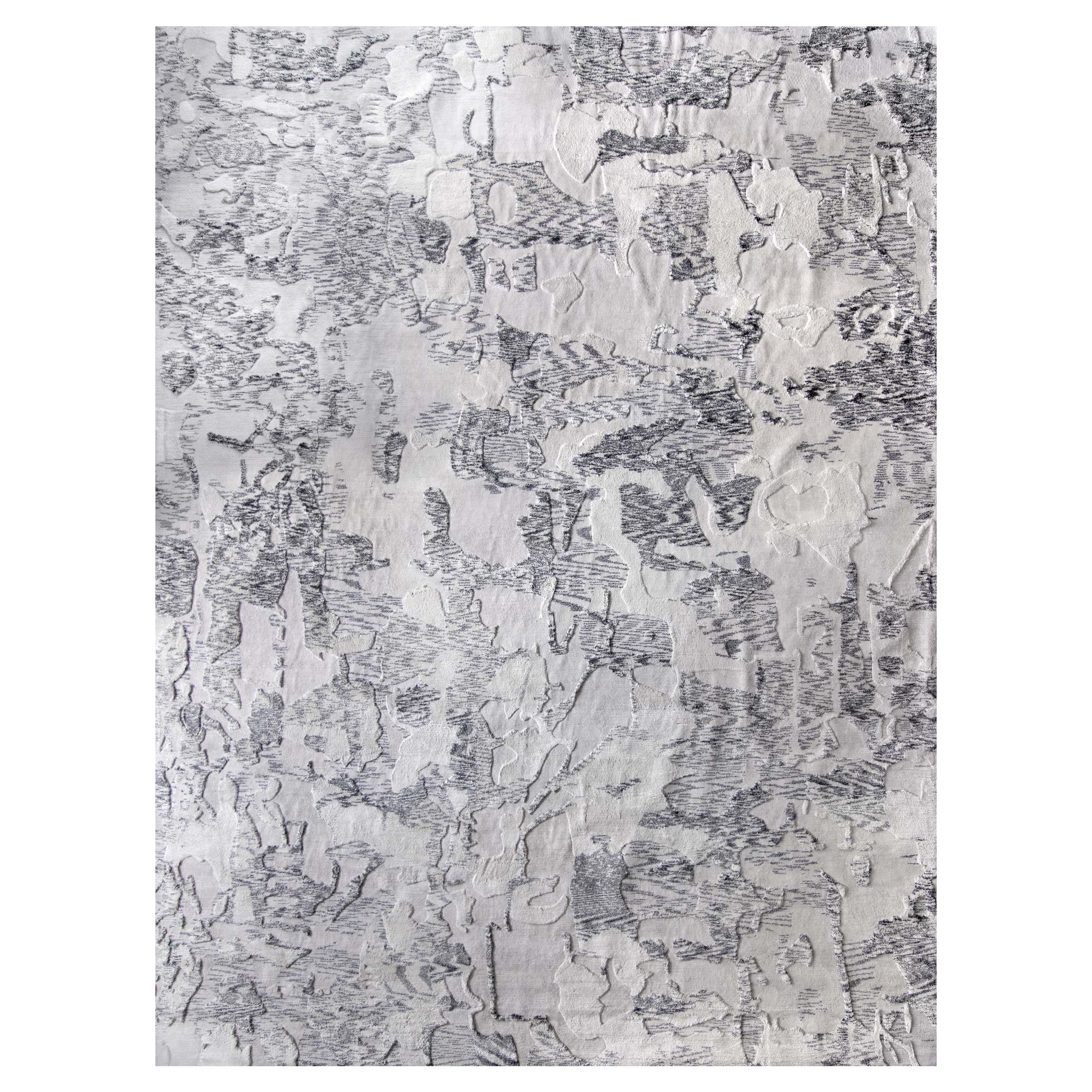 Tonal Snowfleck Hand-Knotted Rug by Eskayel For Sale