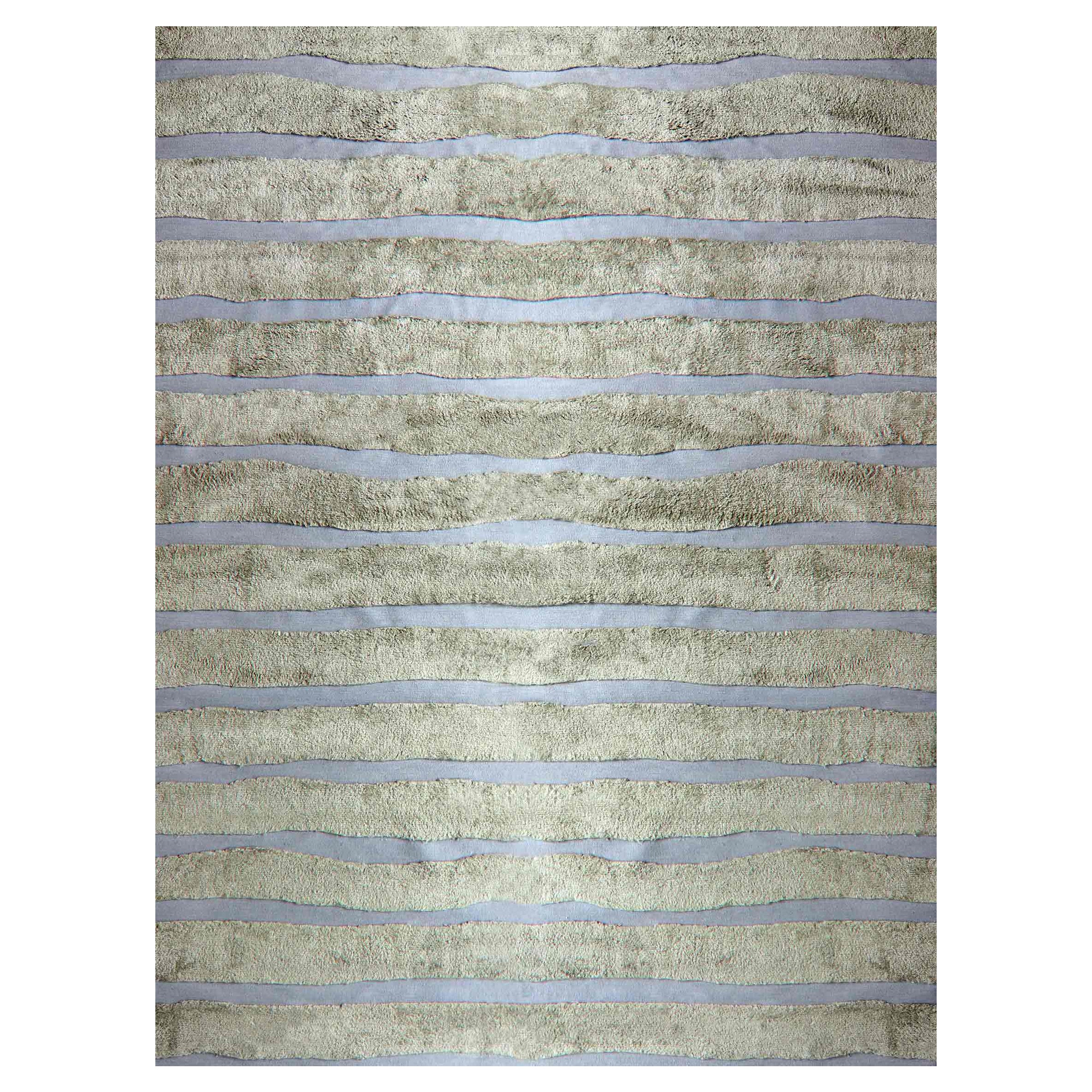 Bold Stripe Gulf hand knotted Rug by Eskayel For Sale