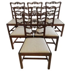 Ensemble de 6 chaises de salle à manger victoriennes anciennes en acajou de qualité 