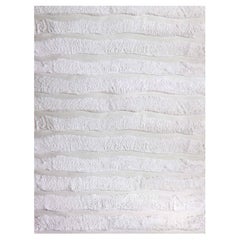 Lefko Weißer handgeknüpfter Lefko-Teppich mit kühnen Streifen von Eskayel
