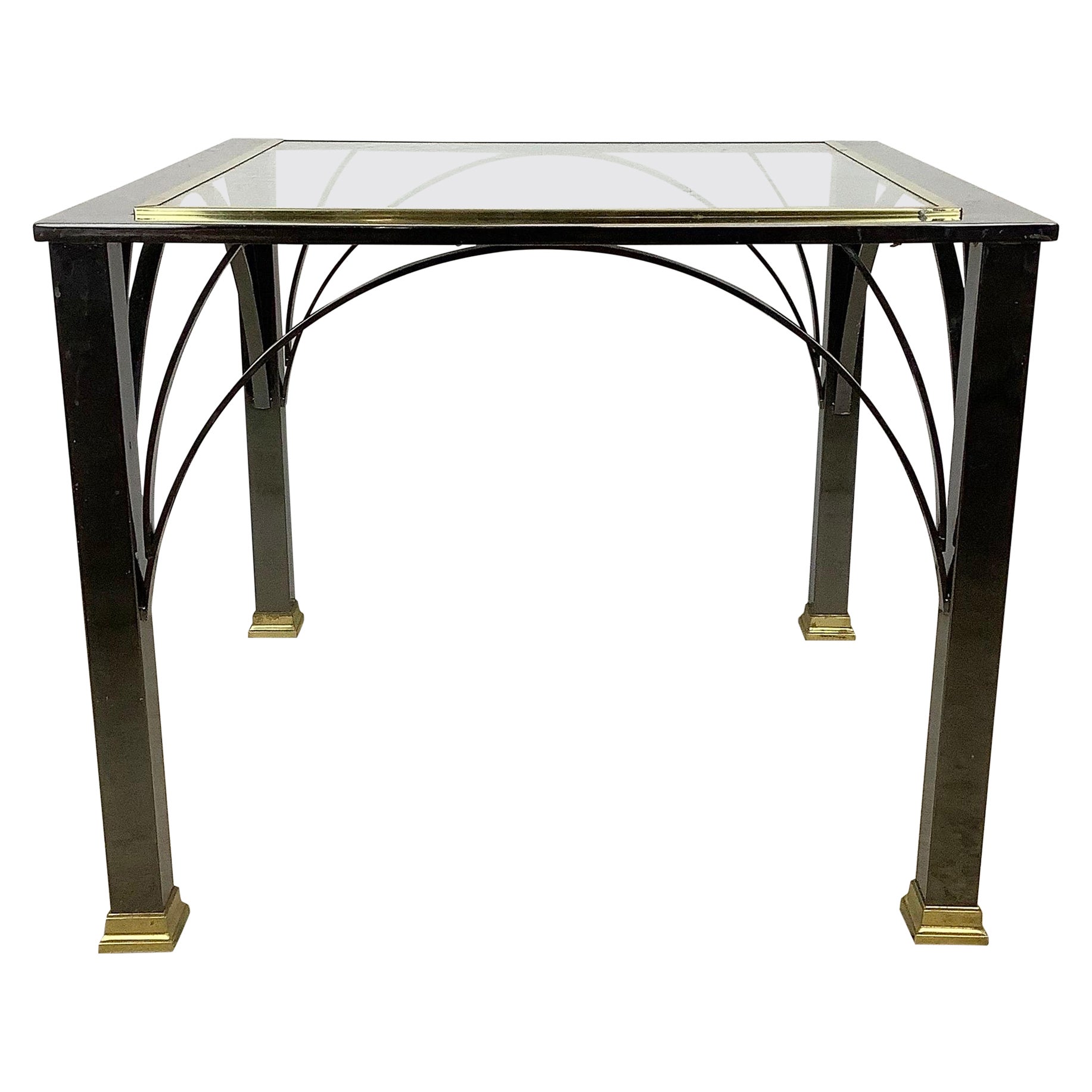 Modern Glass Top End Table with Dark Chrome from Design Institute of America For Sale