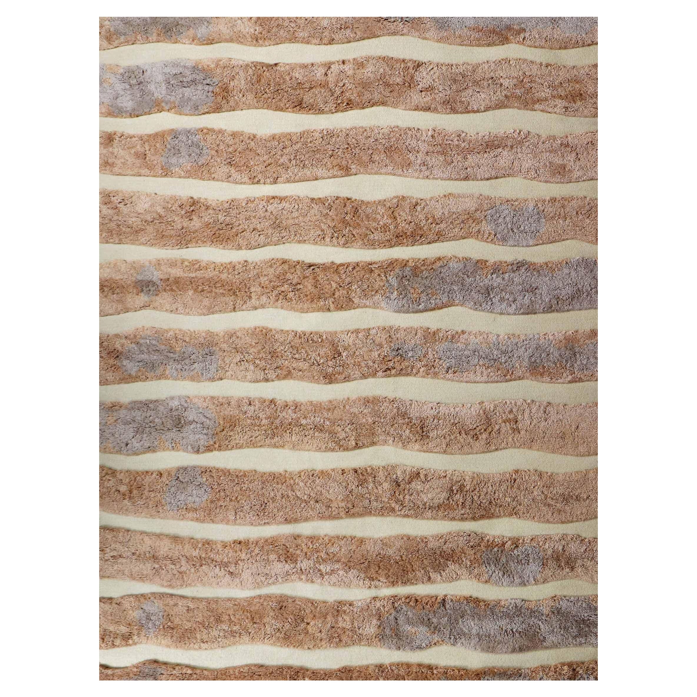 Bold Stripe Sienna Hand-Knotted Rug by Eskayel For Sale