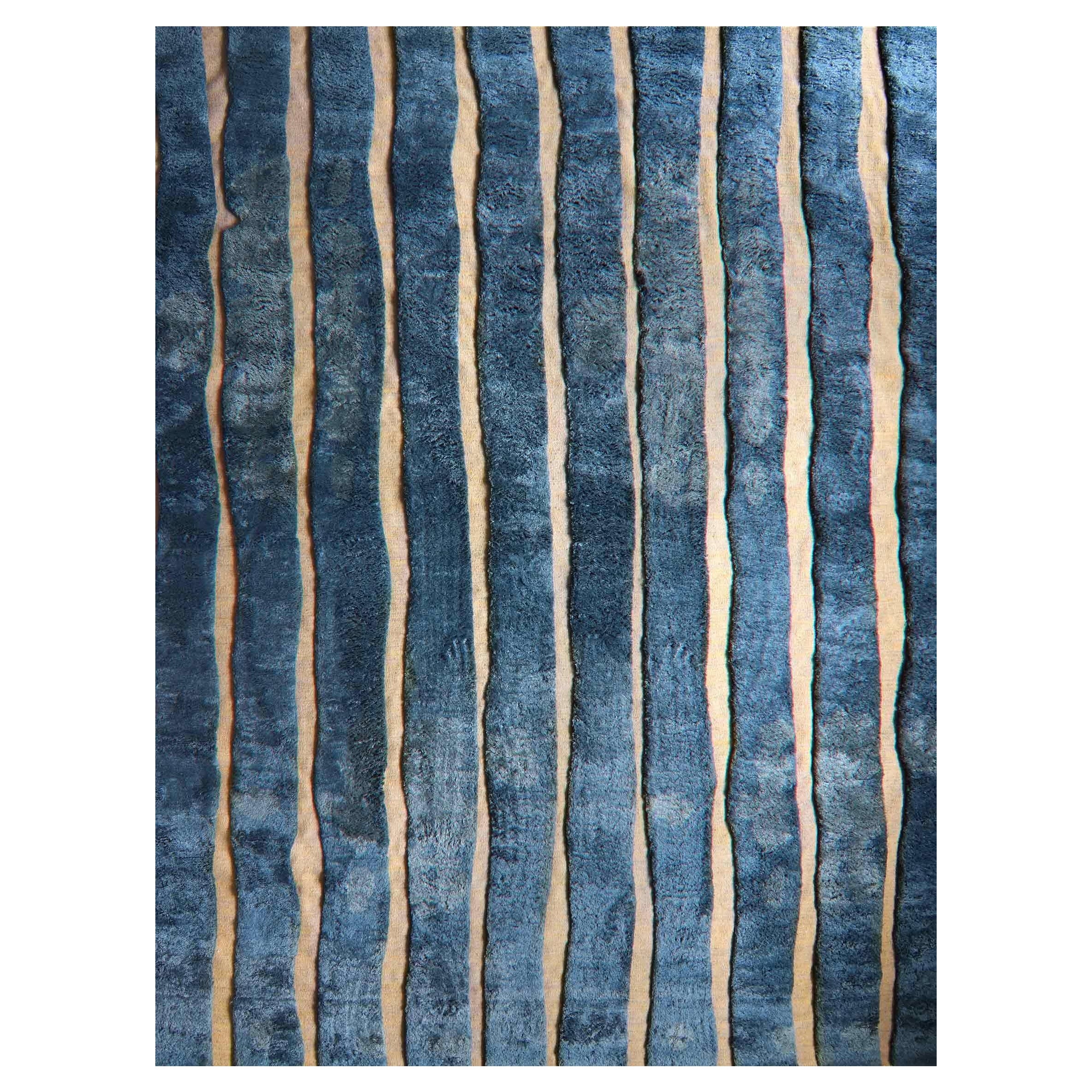 Bold Stripe Thalassa hand knotted Rug by Eskayel For Sale