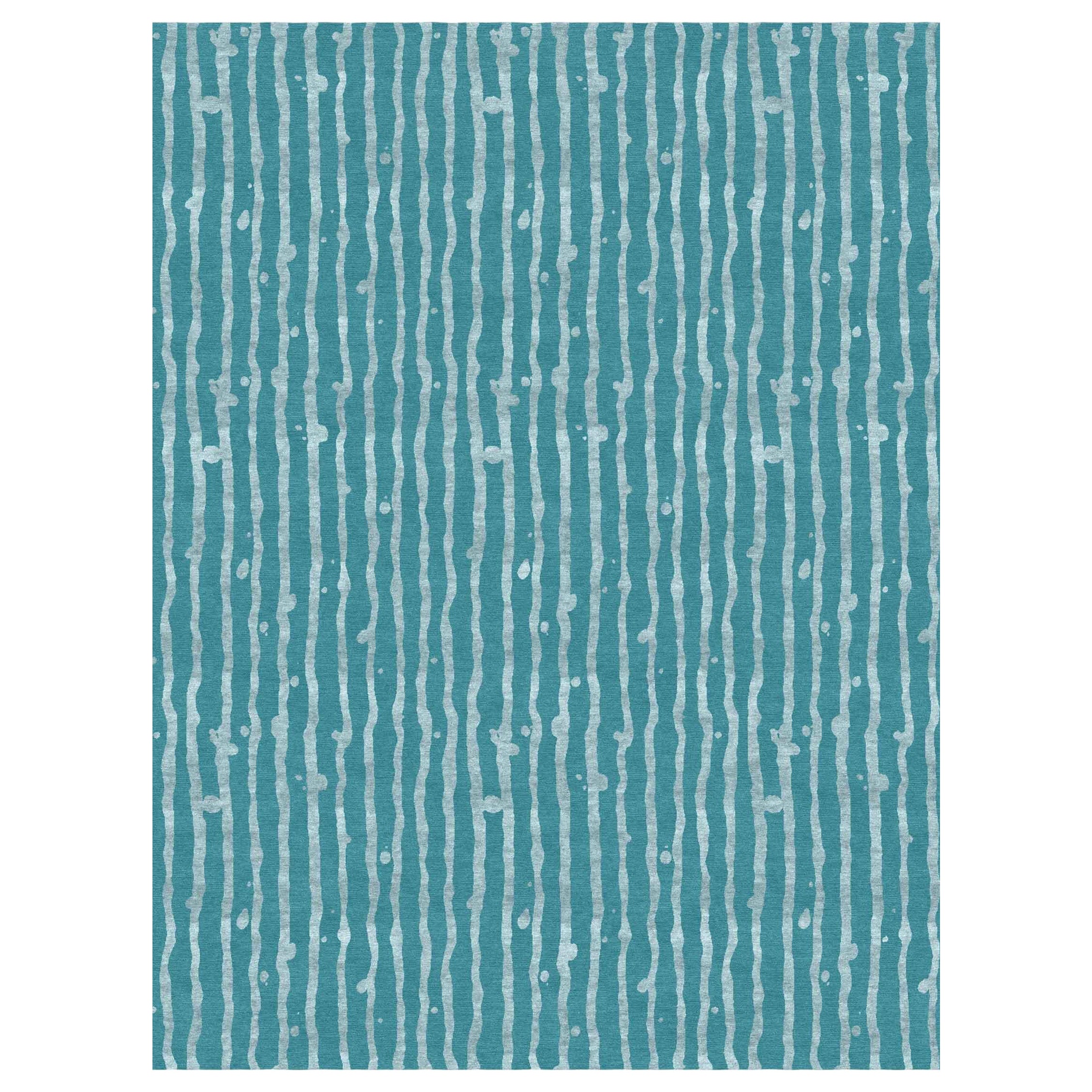 Drippy Stripe Gulf hand knotted Rug by Eskayel For Sale