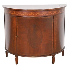 Used Georgian Inlaid Mahogany Demilune Cabinet in the Manner of Baker Furniture
