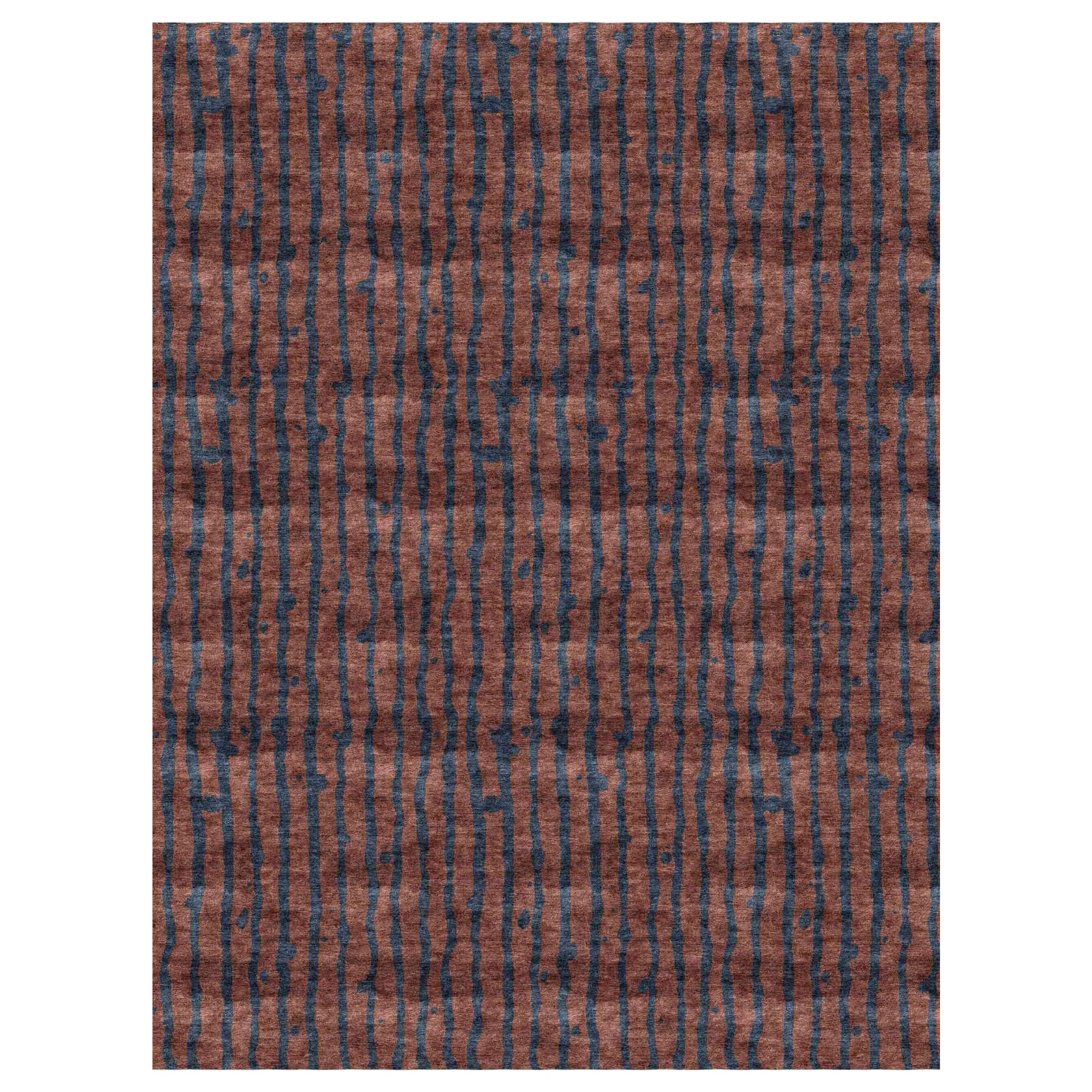 Drippy Stripe Isthmus Hand Knotted Rug by Eskayel For Sale