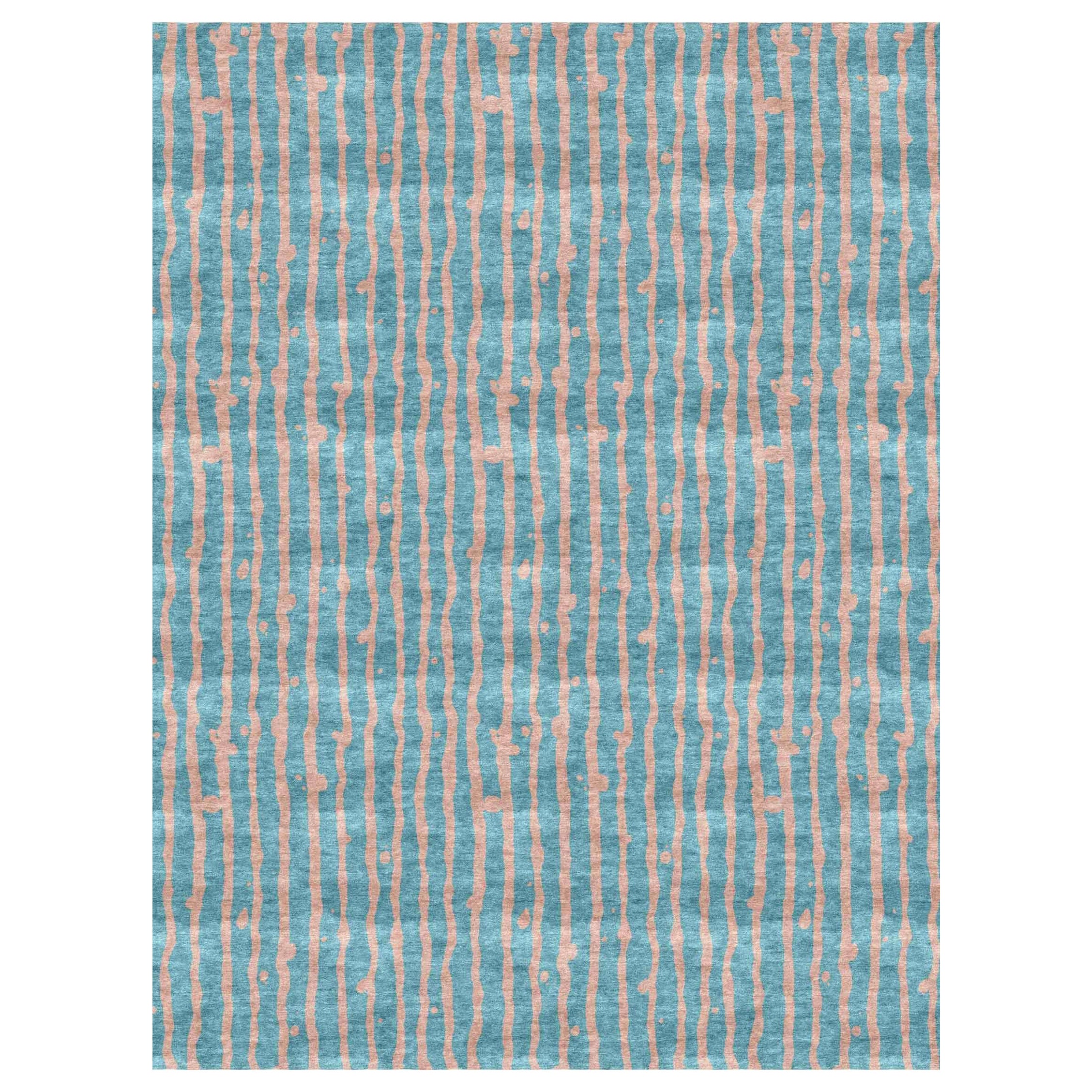 Drippy Stripe Morea Hand Knotted Rug by Eskayel For Sale