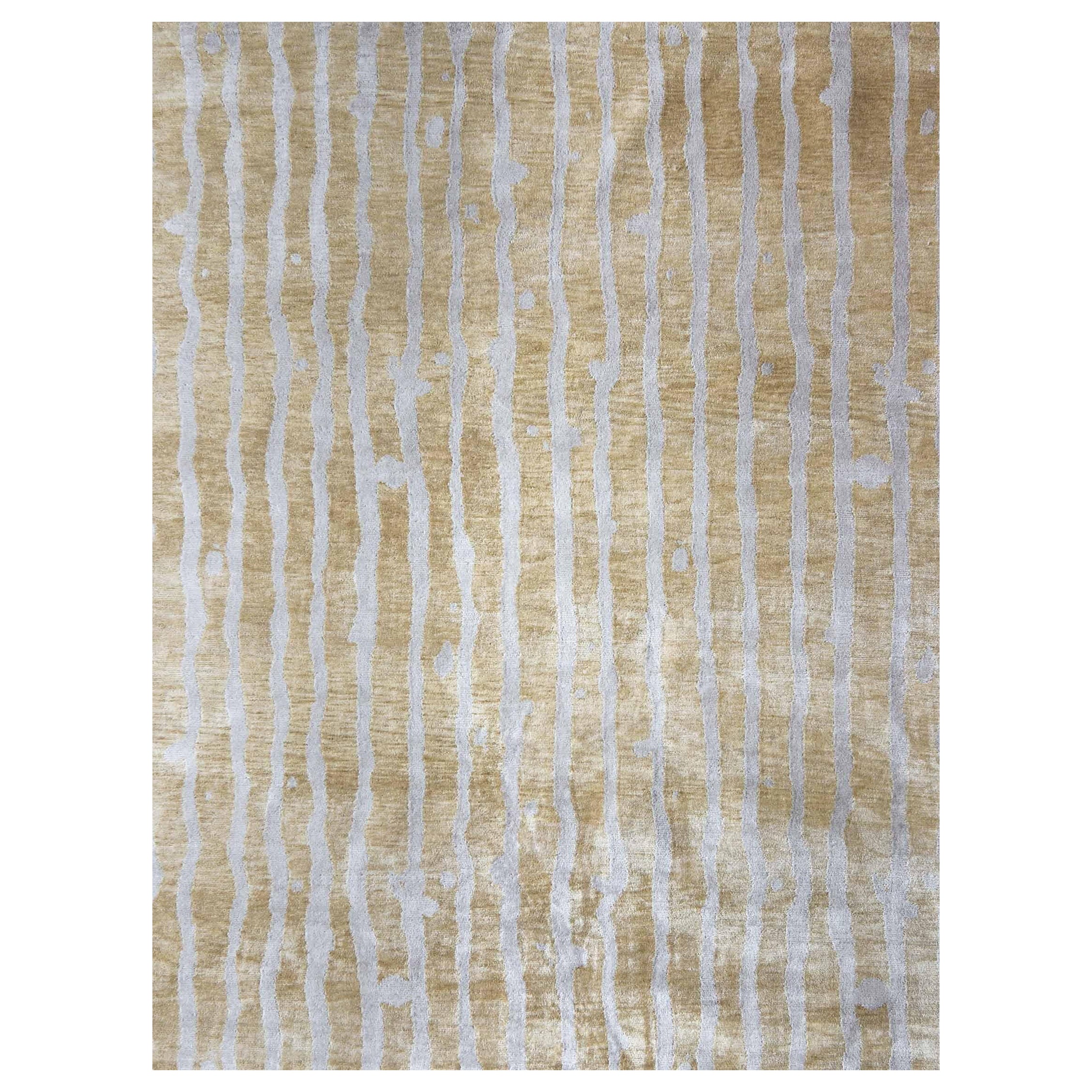 Drippy Stripe Sage Handgeknüpfter Teppich von Eskayel