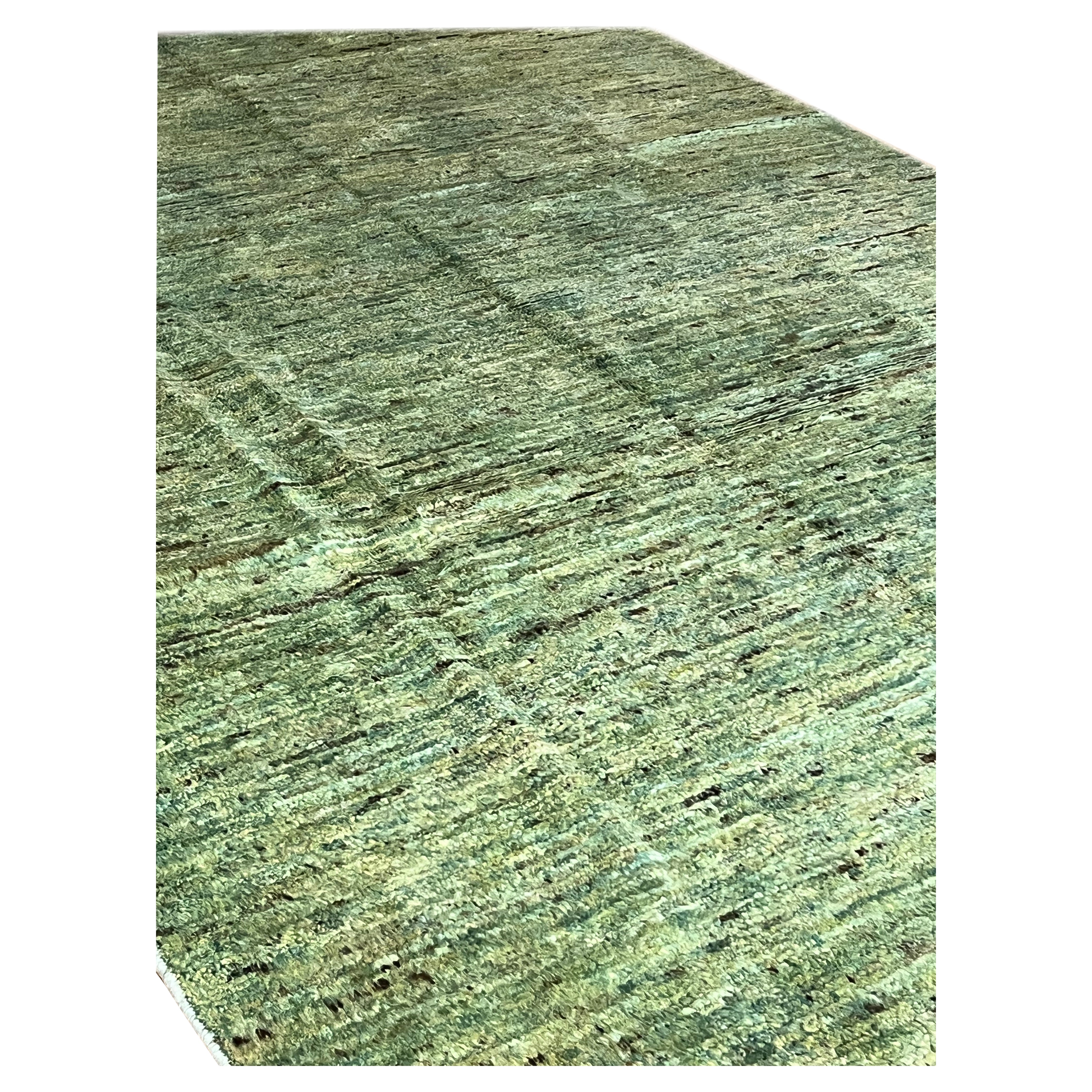 Monochromatic Carpet Shades of Green Meadw After Rain For Sale