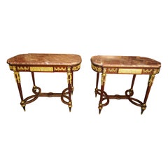 Fine Pair of 19th Century French Side Tables Attributed to Jean Louis Cueunieres