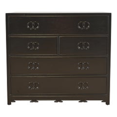 Used Michael Taylor for Baker Far East Collection Black Lacquered Dresser Chest
