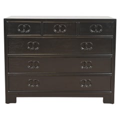Retro Michael Taylor for Baker Far East Black Lacquered Dresser Chest, Refinished