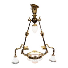 Exceptional and Rare Empire Chandelier Crystal Gilt Bronze and Patinated Brown