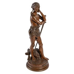 Antique Patinated Bronze, David Winner, Henri Plé, Company of Bronzes of Paris, 19th