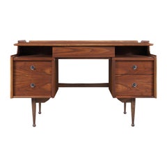 Retro Mid-Century Modern Walnut "Mainline" Desk by Hooker