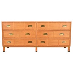 Baker Furniture Midcentury Campaign Walnut Long Dresser or Credenza, 1960s