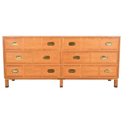 Baker Furniture Midcentury Campaign Walnut Long Dresser or Credenza, 1960s