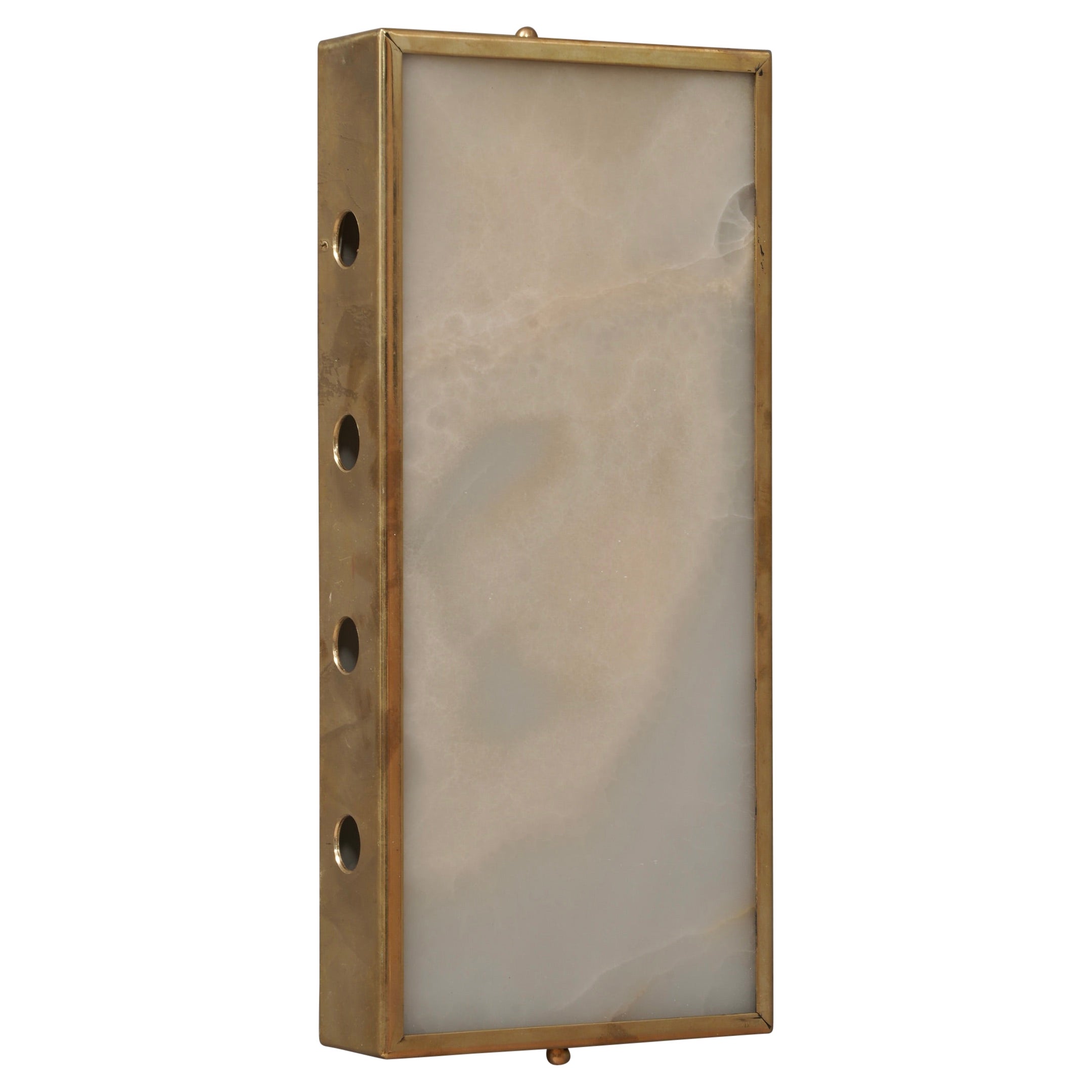 MidCentury Alabaster and Brass Italian Wall Light, 1980 For Sale