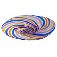 Murano Rainbow Colors Italian Art Glass Large Bowl