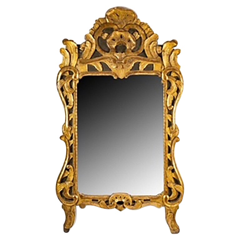 Regency Gilded Wood Mirror, Violin ShapeShells and Scrolls, Period