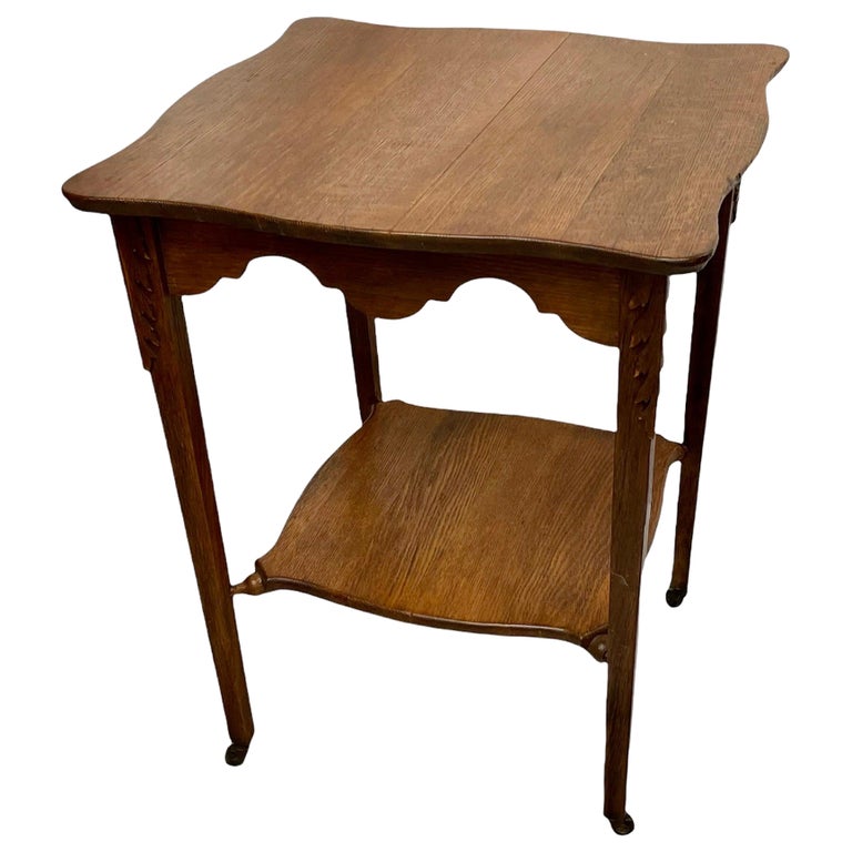 Vintage Wood Table with Casters For Sale at 1stDibs