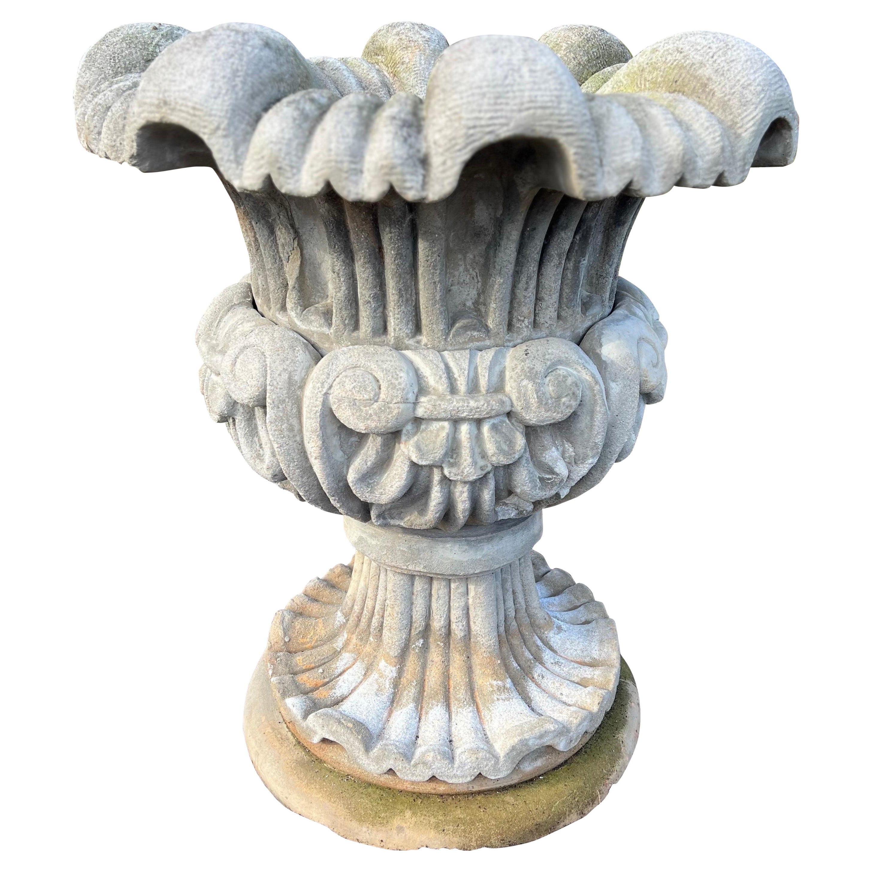 Grande jardinière/urne de jardin en pierre française